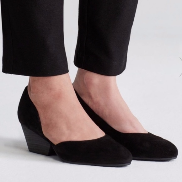 Eileen Fisher Shoes - Eileen Fisher Lily Wedge Black Suede Pump Size 7.5